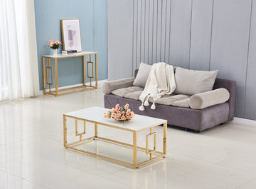 TABLE BASSE SOPHIE GOLD MARBRE BLANC