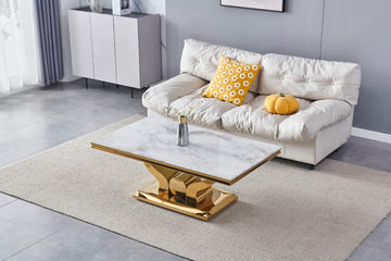 TABLE BASSE TROPHEE DORE MARBRE