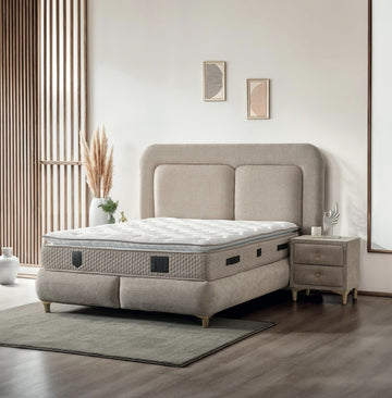 Lit Coffre MADRID Taupe Confort