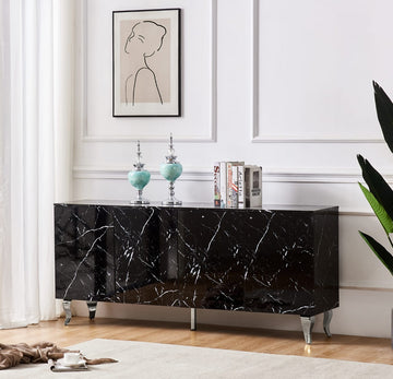 Buffet Baroque Laqué Marbre Noir