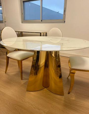 TABLE CAPUCINE GOLD MARBRE BLANC