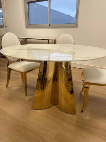 TABLE CAPUCINE GOLD MARBRE BLANC