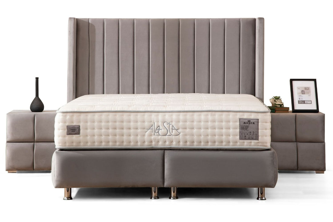 TOKYO GREY Storage Bed - Velvet