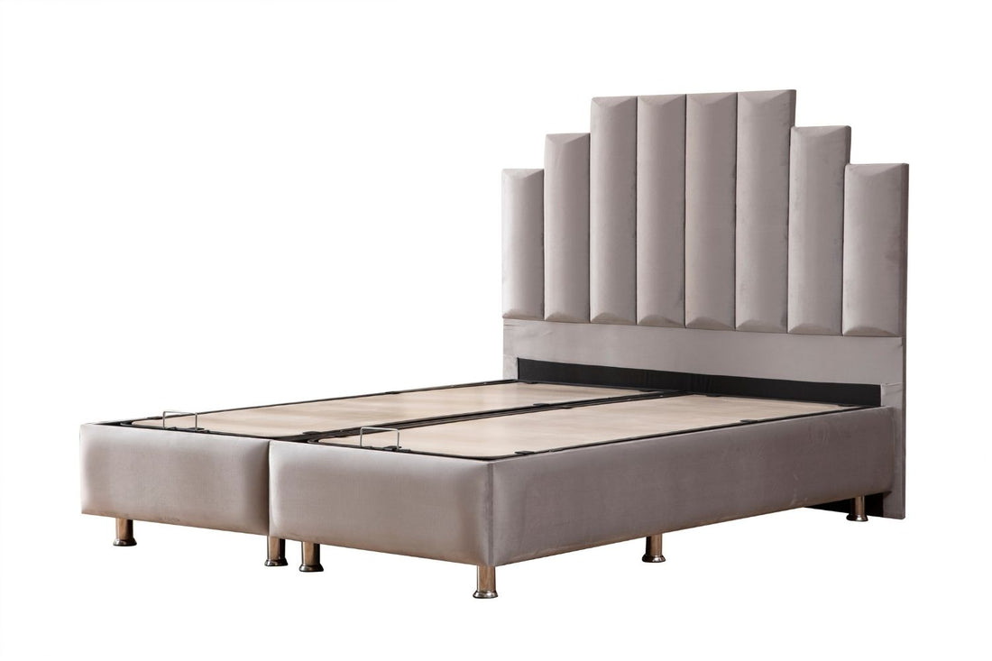 Lit Coffre NATURA GRIS - Velours