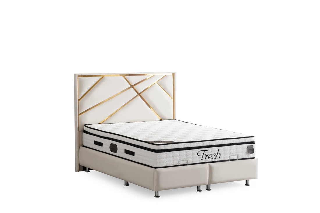 Lit Coffre PARMA BEIGE CLAIR - Velours