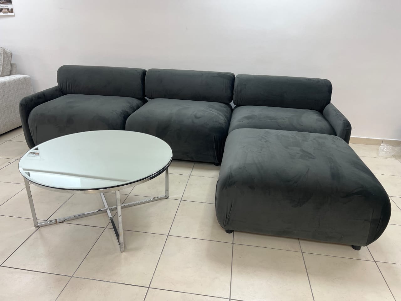 CANAPE OSLO VELOURS ANTHRACITE