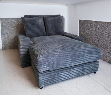 CANAPE CELIA MOELLEUX EN TISSU COTELE ANTHRACITE EPAIS