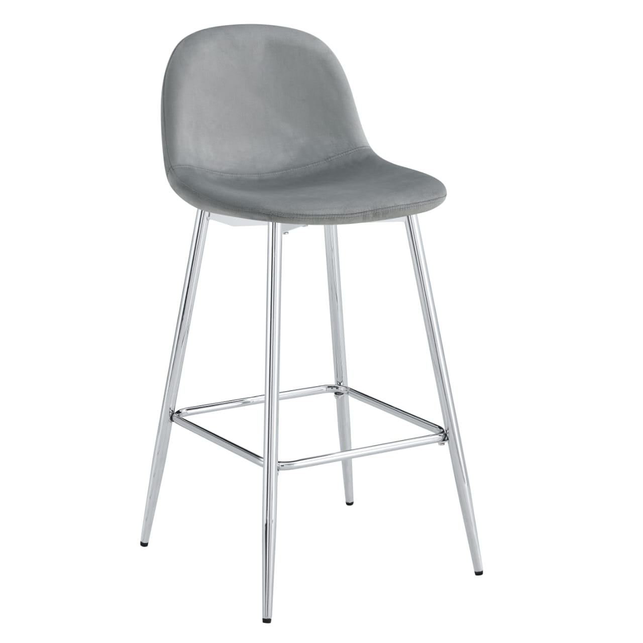 TABOURET DE BAR SCANDINAVE PIED CHROME VELOURS BEIGE