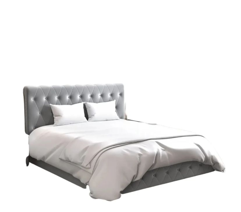 LIT COFFRE CORSICA EN VELOURS GRIS