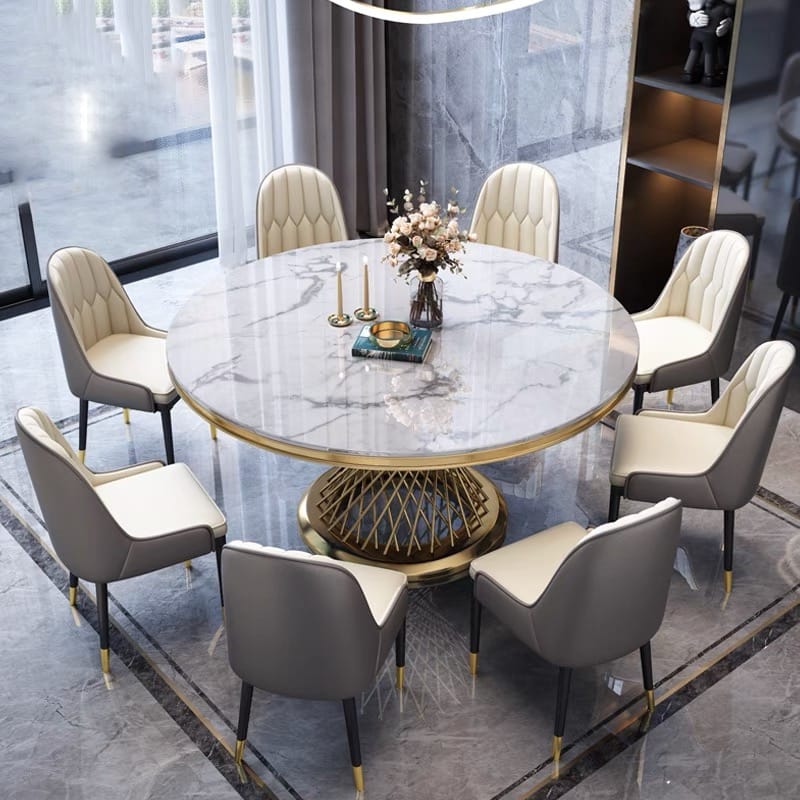 TABLE REPAS DELUXE  GOLD MARBRE BLANC