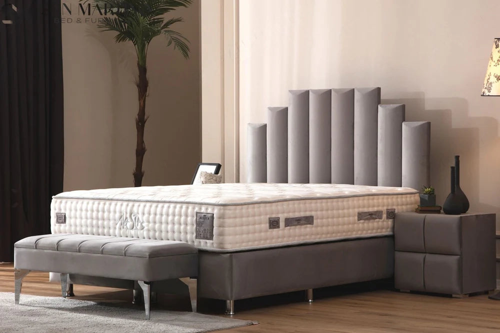 NATURA GREY Storage Bed - Velvet