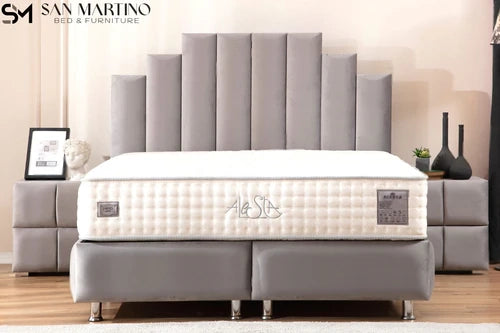 NATURA GREY Storage Bed - Velvet