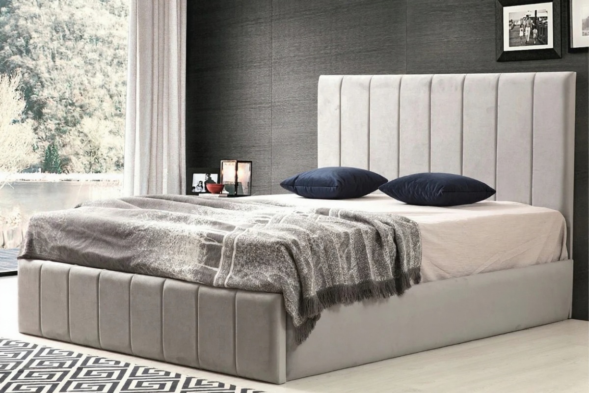 Cadre De Lit POLO GRIS - Velours