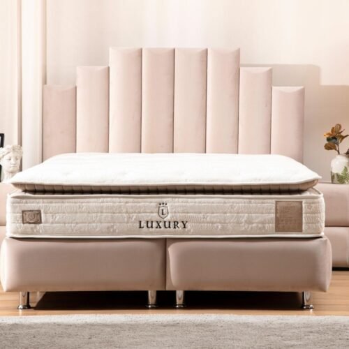 Lit Coffre NATURA BEIGE - Velours