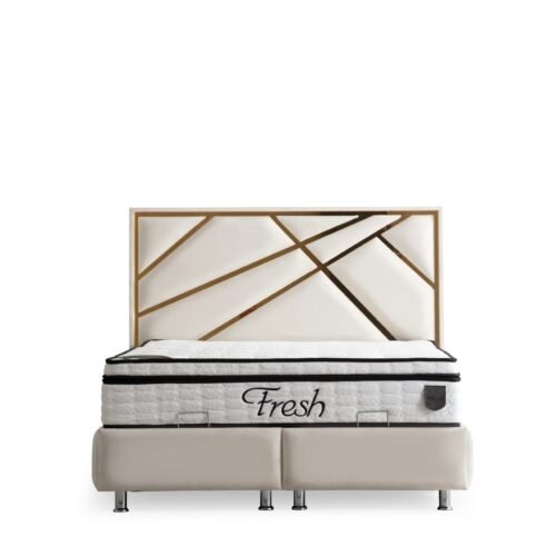 Lit Coffre Parma Beige Clair - Velours