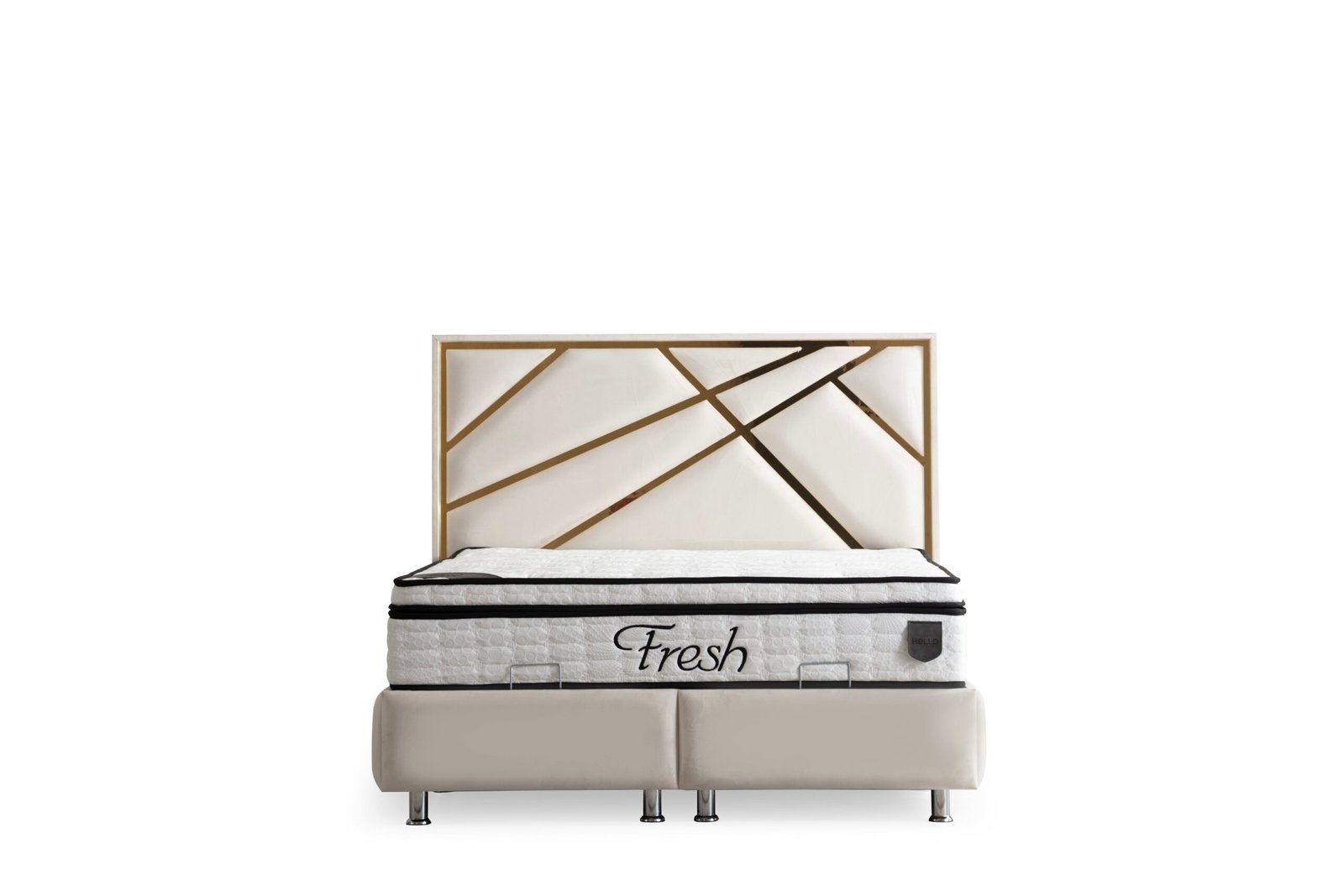 Lit Coffre Parma Beige Clair - Velours