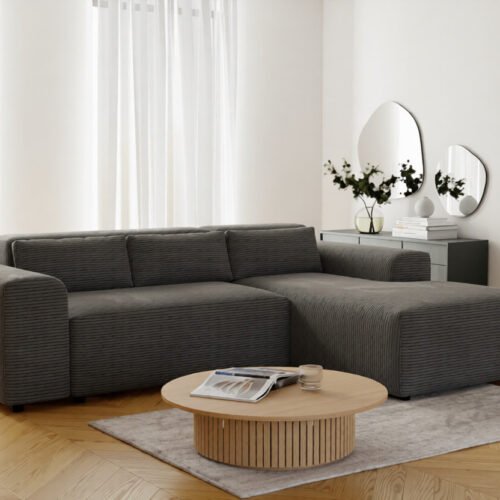 Canapé Moris Côtelé Gris Anthracite