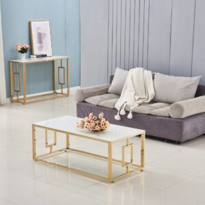 TABLE BASSE SOPHIE GOLD MARBRE BLANC
