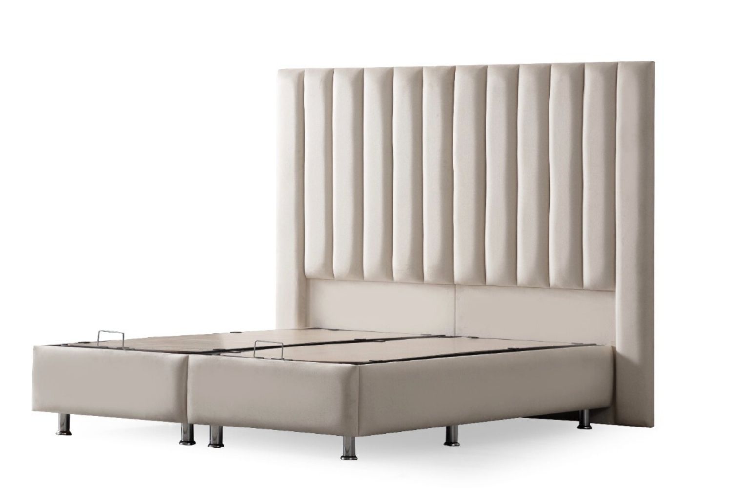 Lit Coffre ATHENA BLANC CASSE - VELOURS - Image 3