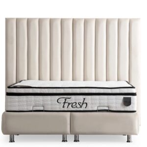 Lit Coffre ATHENA BLANC CASSE - VELOURS