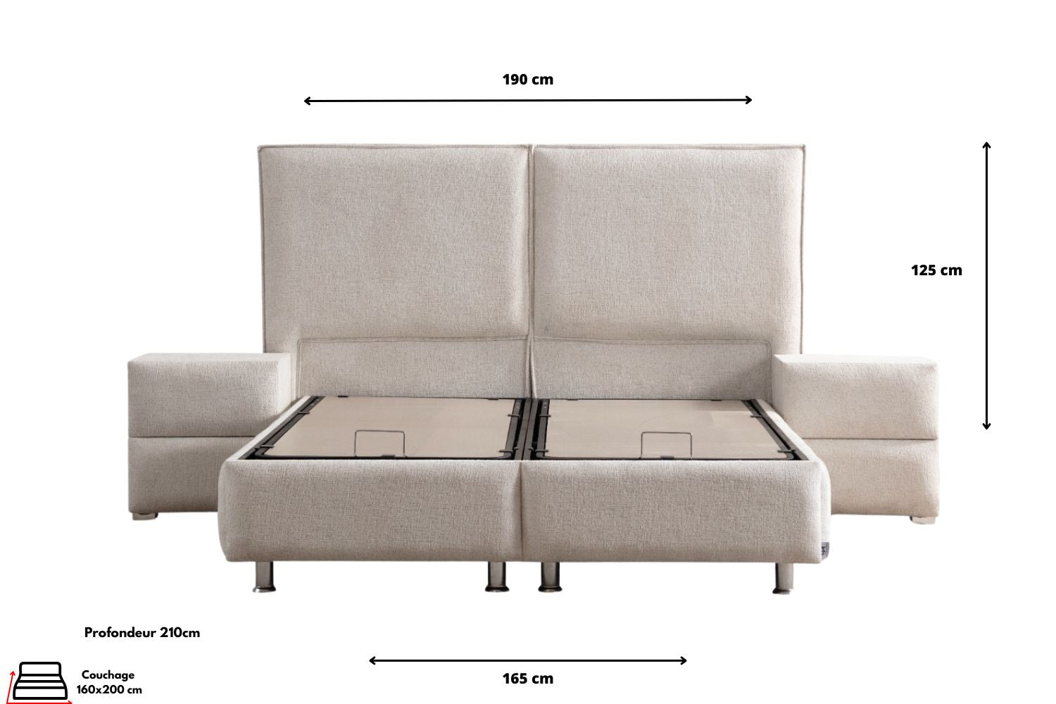 Lit Coffre MAYA BLANC CASSE - Chenille - Image 9