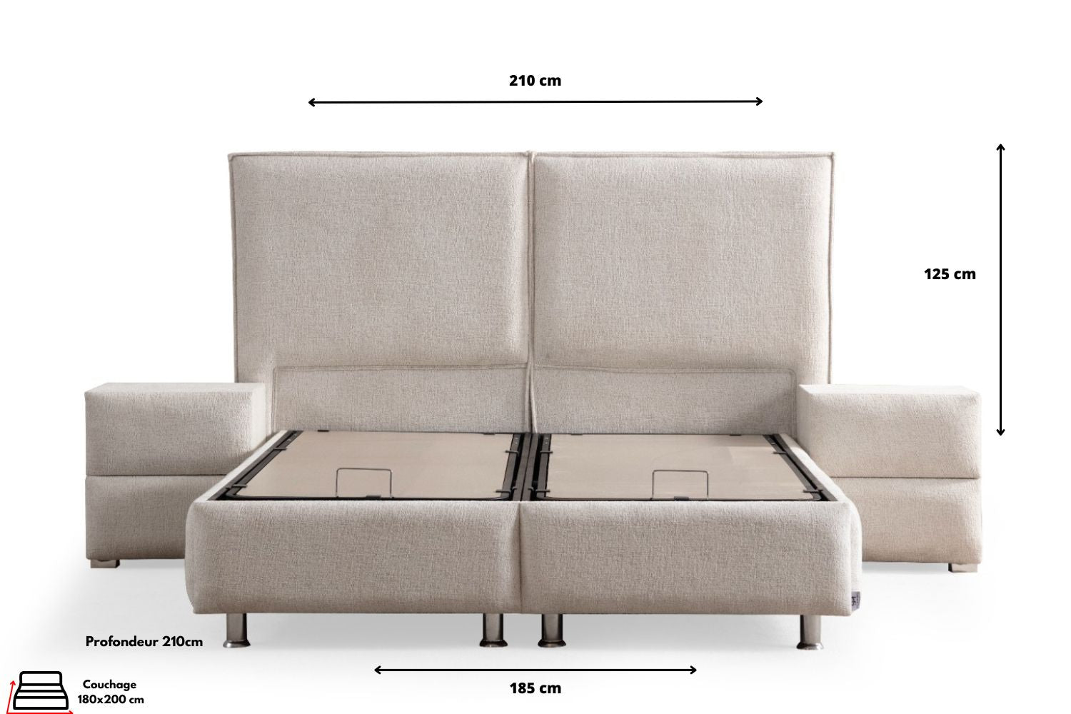 Lit Coffre MAYA BLANC CASSE - Chenille - Image 8