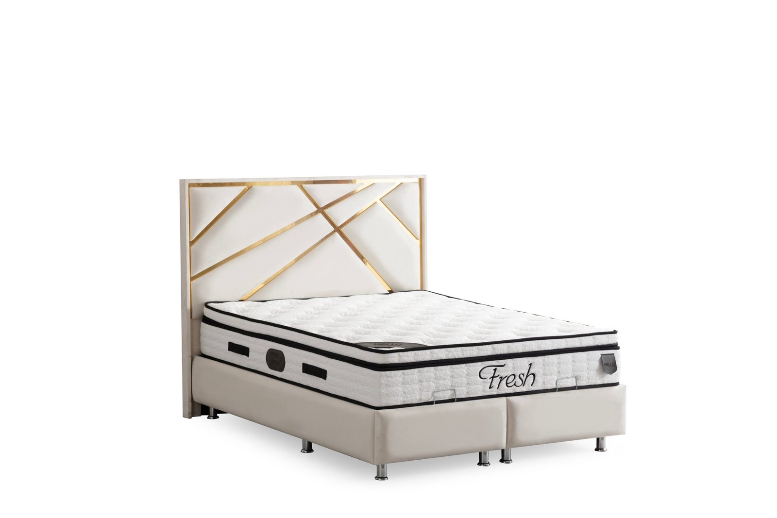 Lit Coffre Parma Beige Clair - Velours - Image 2