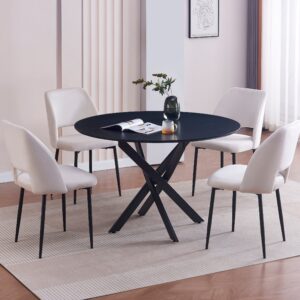 TABLE REPAS JESSICA METAL NOIR BOIS NOIR