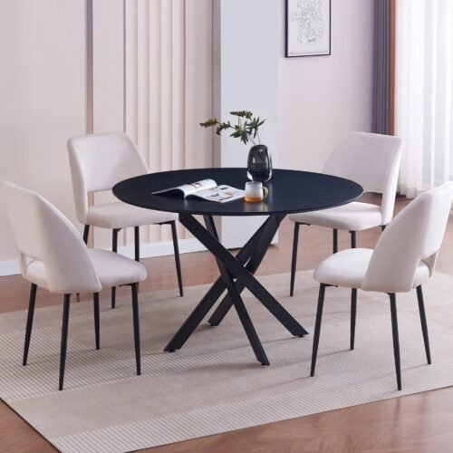 TABLE REPAS JESSICA METAL NOIR BOIS NOIR