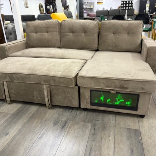 Canapé angle convertible lit  Cheminée et Bluetooth Music