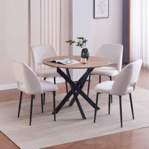 TABLE REPAS JESSICA METAL NOIR CHENE GRIFEE