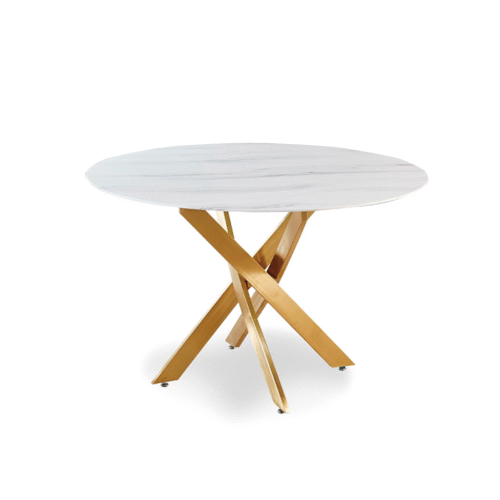 TABLE OLIVIA ROND MARBRE DORE