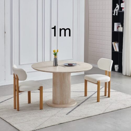 TABLE A MANGER AXEL TRAVERTIN RONDE