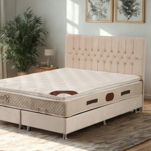 Lit Coffre HUGO BEIGE - Velours