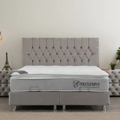 Lit Coffre HUGO GREY - Velours