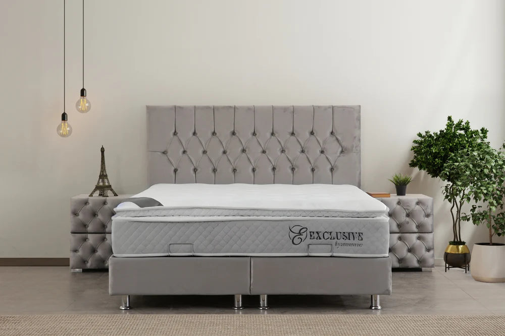 Lit Coffre HUGO GREY - Velours