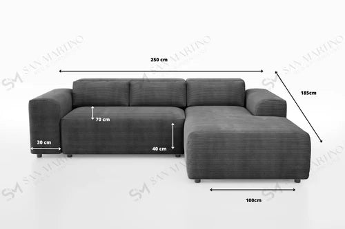 Canapé Moris Côtelé Gris Anthracite - Image 3