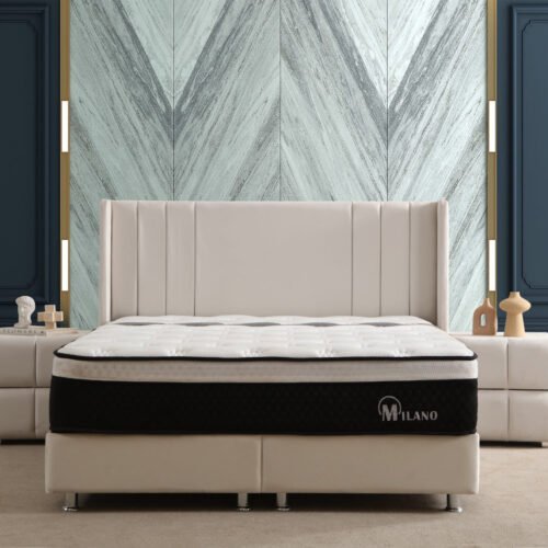 Lit Coffre ALMA BLANC CASSE - Velours