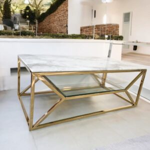 TABLE BASSE ROMI MARBRE DORE