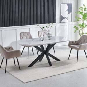 TABLE A MANGER CERAMIQUE OPHELIA NOIR PIED NOIR