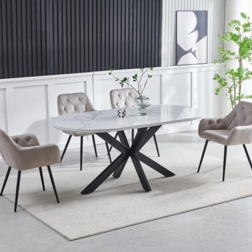 TABLE A MANGER CERAMIQUE OPHELIA NOIR PIED NOIR