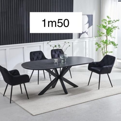TABLE A MANGER CERAMIQUE OPHELIA NOIR PIED NOIR