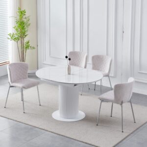 TABLE A MANGER RALLONGE CERAMIQUE SOFIA PIED BLANC