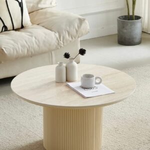 TABLE BASSE CALYPSO CERAMIQUE TRAVERTIN RONDE