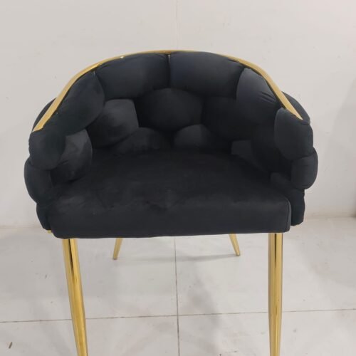 Assise en velours, pietement en acier gold