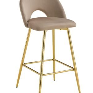 TABOURET DE BAR TEDDY PIED GOLD VELOURS