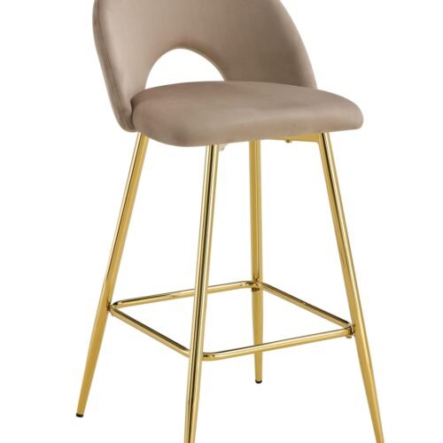 TABOURET DE BAR TEDDY PIED GOLD VELOURS