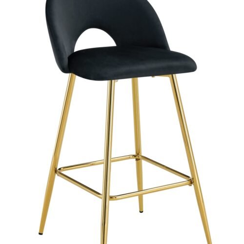 TABOURET DE BAR TEDDY PIED GOLD VELOURS ANTHRACITE