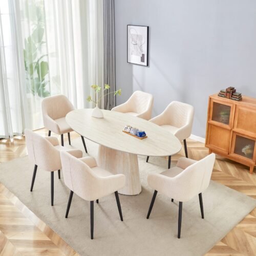 TABLE REPAS OVA TRAVERTIN CERAMIQUE TRAVERTIN