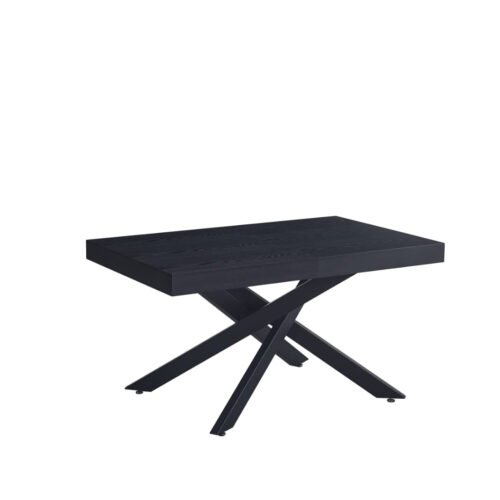 TABLE EXTENSIBLE A RALLONGE BALNI METAL NOIR BOIS NOIR